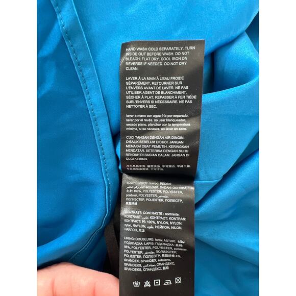 Bebe Blue Teal Animal Print Mesh Ruffle Skirt Mini Party Dress Cocktail Holiday - Picture 9 of 9